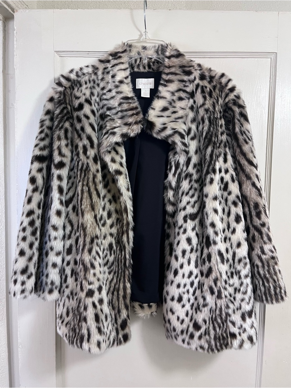Chico's faux-fur leopard-print jacket